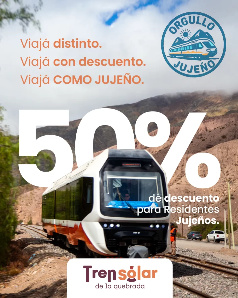 Tren Solar de la Quebrada: Hasta el 30 de junio con 50% de descuento para residentes jujeños