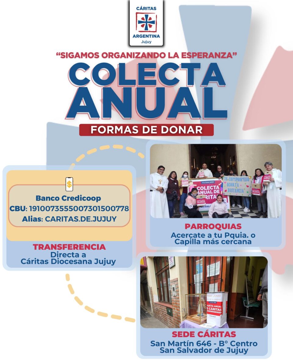 Cáritas Jujuy recibe donaciones de ropa, calzado y alimentos