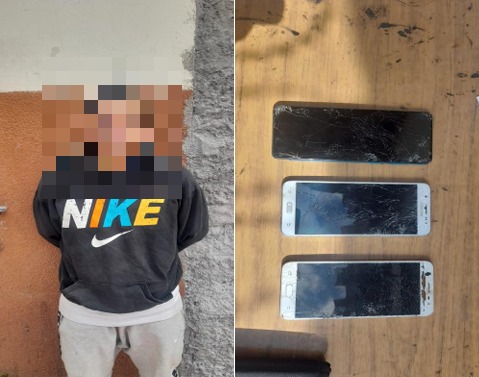 Arrebatador intentó escapar con celulares robados