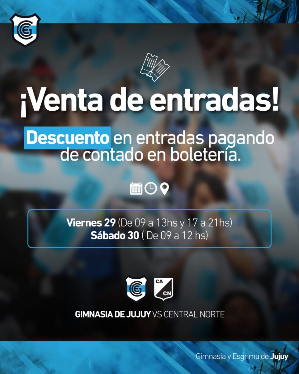 Comienza la venta de entradas para Gimnasia de Jujuy-Central Norte
